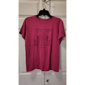 Vista House at Crown Point 1918 T-Shirt - Raspberry Pink Medium